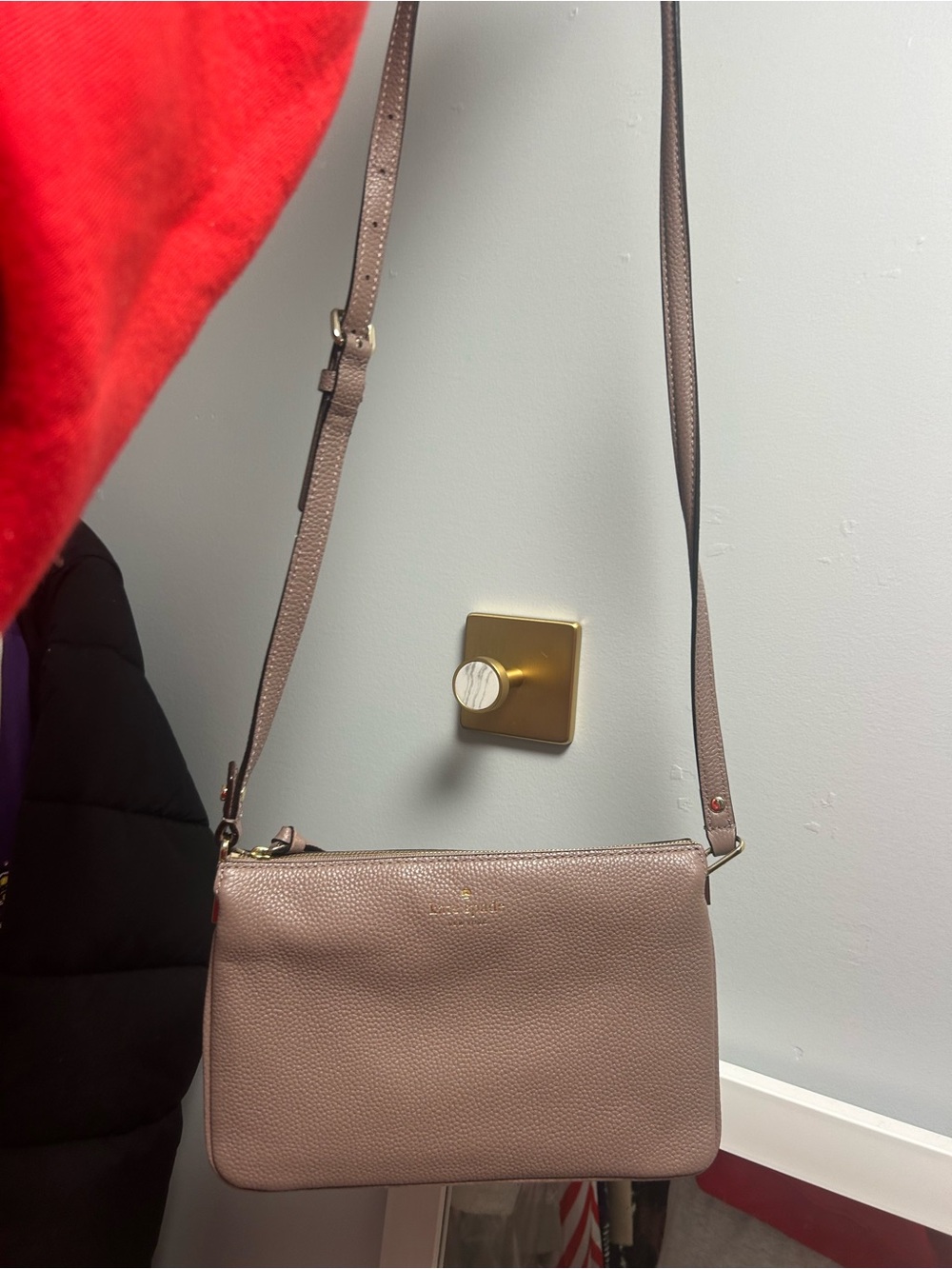 Kate Spade Leather Crossbody Bag in Mauve Taupe